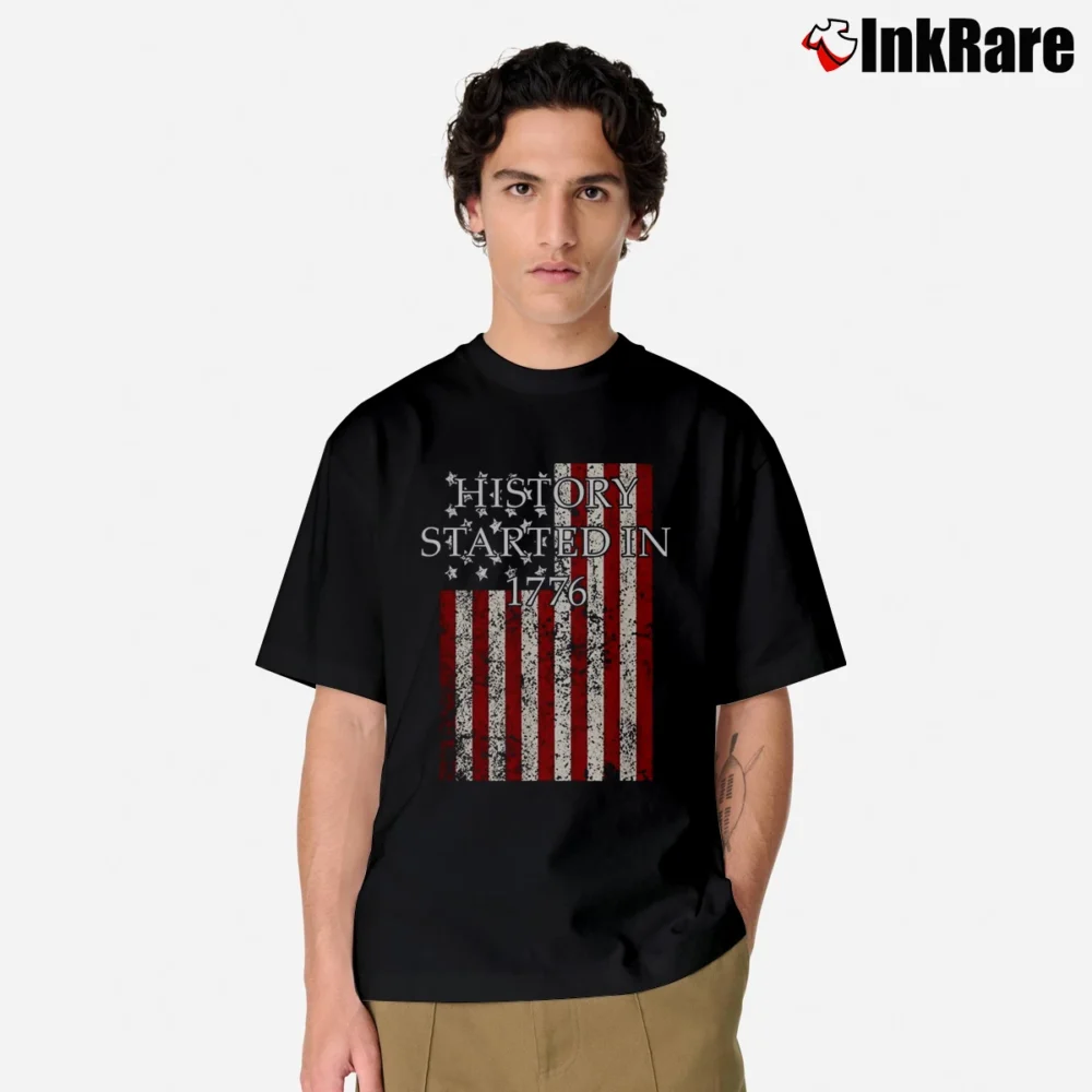 Men’s 1776 American Flag Patriotic History Classic T-Shirt in black | Soft, Breathable Everyday Wear