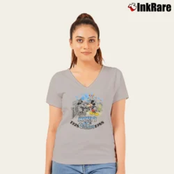 Women’s 1928 1988 Mickey Mouse 60th Birthday Disney V-Neck Tee in sport grey | Chic Neckline, Soft Texture