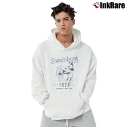Men’s 1928 Disney Steamboat Willie Mickey Mouse Cartoon Pullover Hoodie in white | Cozy, Durable, Modern Fit