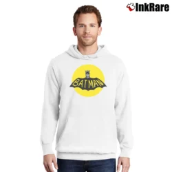Men’s 1960s Batman Ed Cholakian Russell Graphic Pullover Hoodie in white | Cozy, Durable, Modern Fit