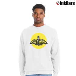 Men’s 1960s Batman Ed Cholakian Russell Graphic Crewneck Sweatshirt in white | Cozy Fabric, Clean Style