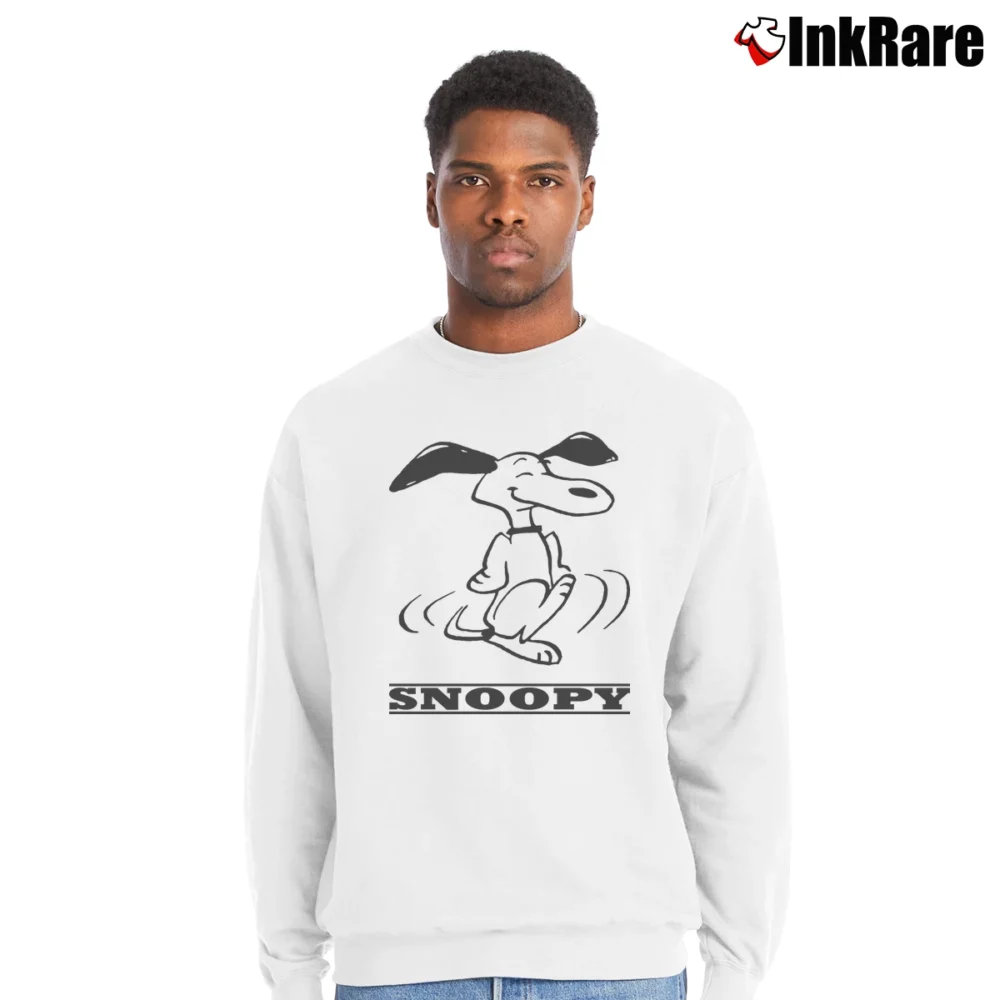 Men’s 1960s Snoopy Spruce Red Sweatshirt Crewneck Sweatshirt in white | Cozy Fabric, Clean Style