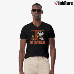 Men’s 1970s 1980s Cleveland Browns Snoopy V-Neck Tee in black | Sharp, Breathable, Everyday Staple