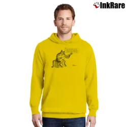 Men’s 1970s B Kliban Guitar Cat Cartoon Pullover Hoodie in yellow | Cozy, Durable, Modern Fit