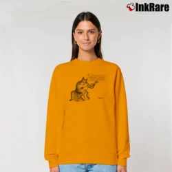 Women’s 1970s B Kliban Guitar Cat Cartoon Relaxed Sweatshirt in orange | Soft, Laid-Back Vibe