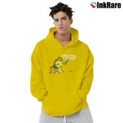 Men’s 1970s B Kliban Guitar Cat Pullover Hoodie in yellow | Cozy, Durable, Modern Fit
