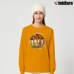 Women’s 1970s Bee Gees Custom Music Long-Sleeve Top in orange | Sleek, Versatile, All-Season