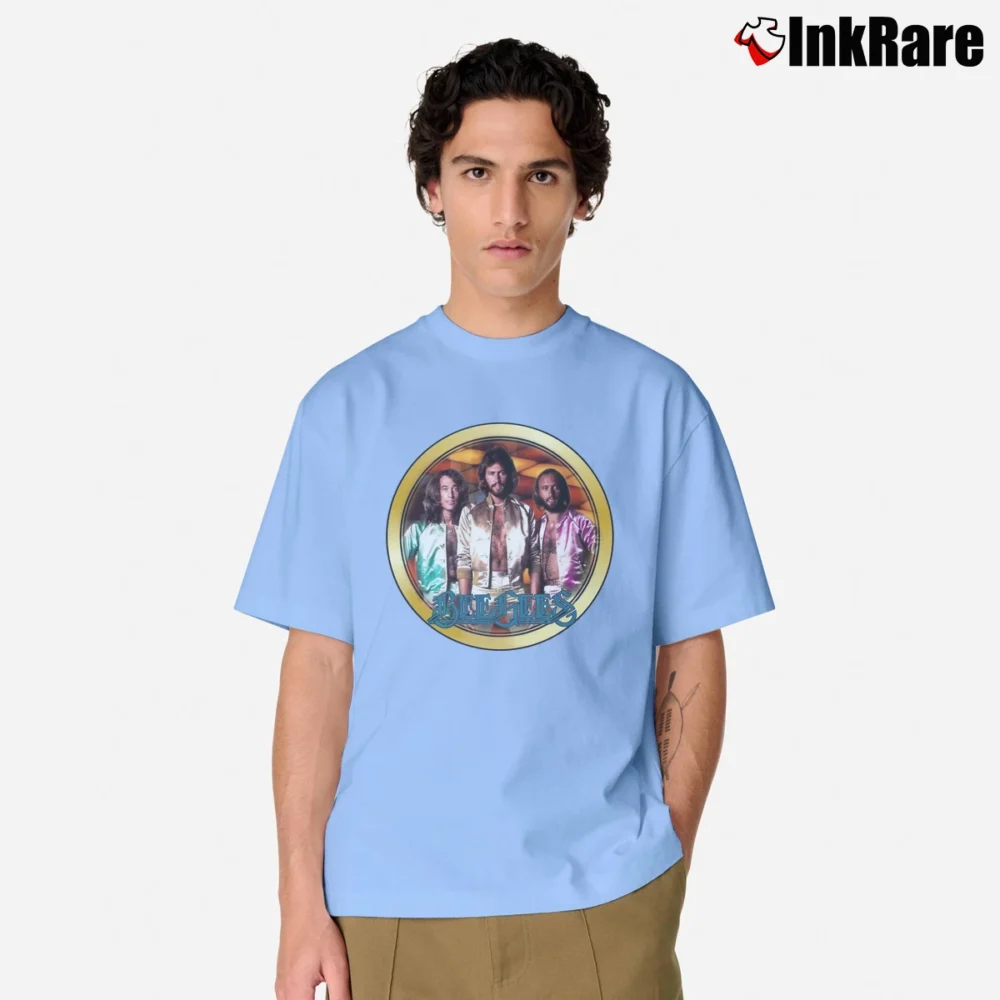 Men’s 1970s Bee Gees Custom Music Classic T-Shirt in light blue | Soft, Breathable Everyday Wear