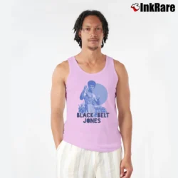 Men’s 1970s Black Belt Jones Enter The Dragon Movie Tank Top in light pink | Breathable, Active-Friendly Design