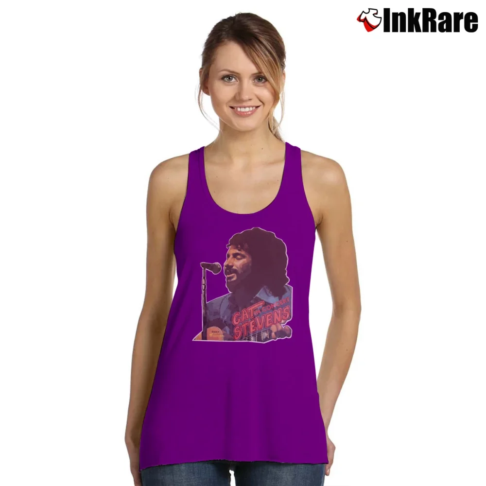 Women’s 1970s Cat Stevens Concert Graphic Tank Top in purple | Lightweight, Movement-Friendly