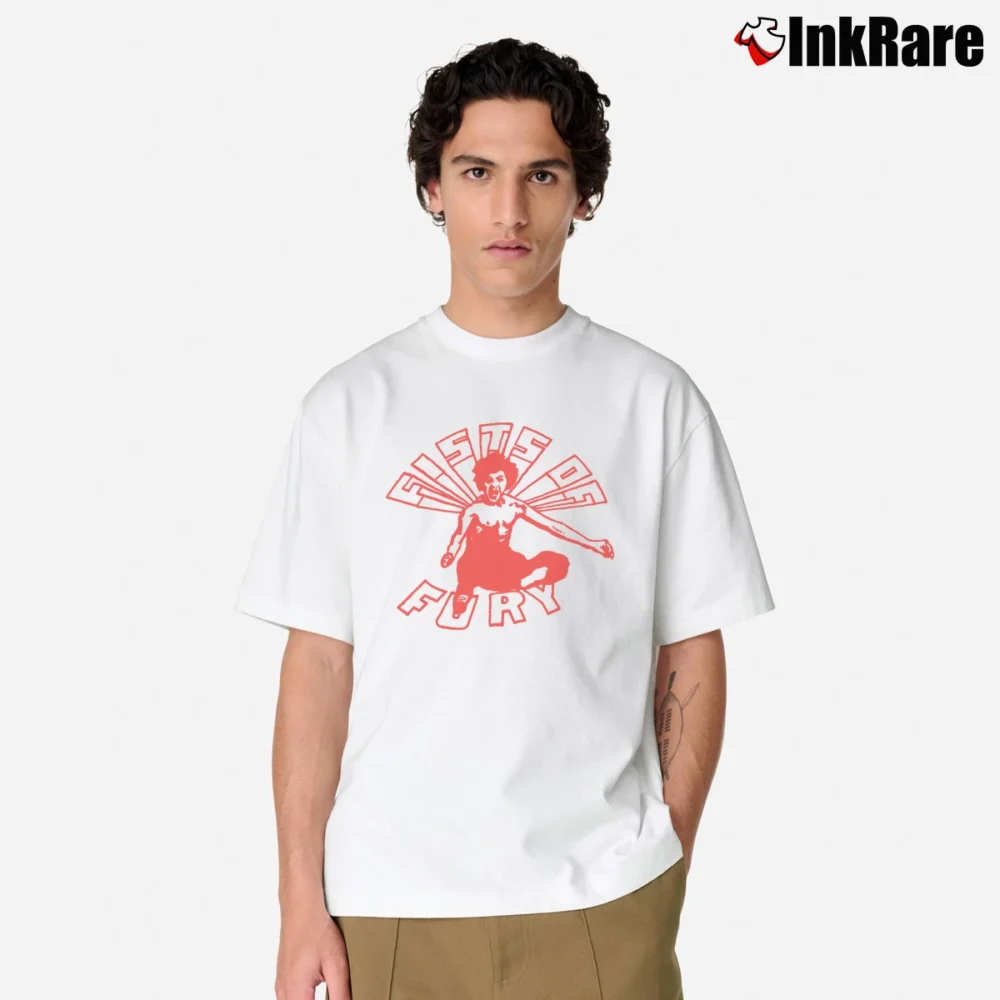 Men’s 1970s Fists Of Fury Bruce Lee Enter The Dragon Movie Classic T-Shirt in white | Soft, Breathable Everyday Wear