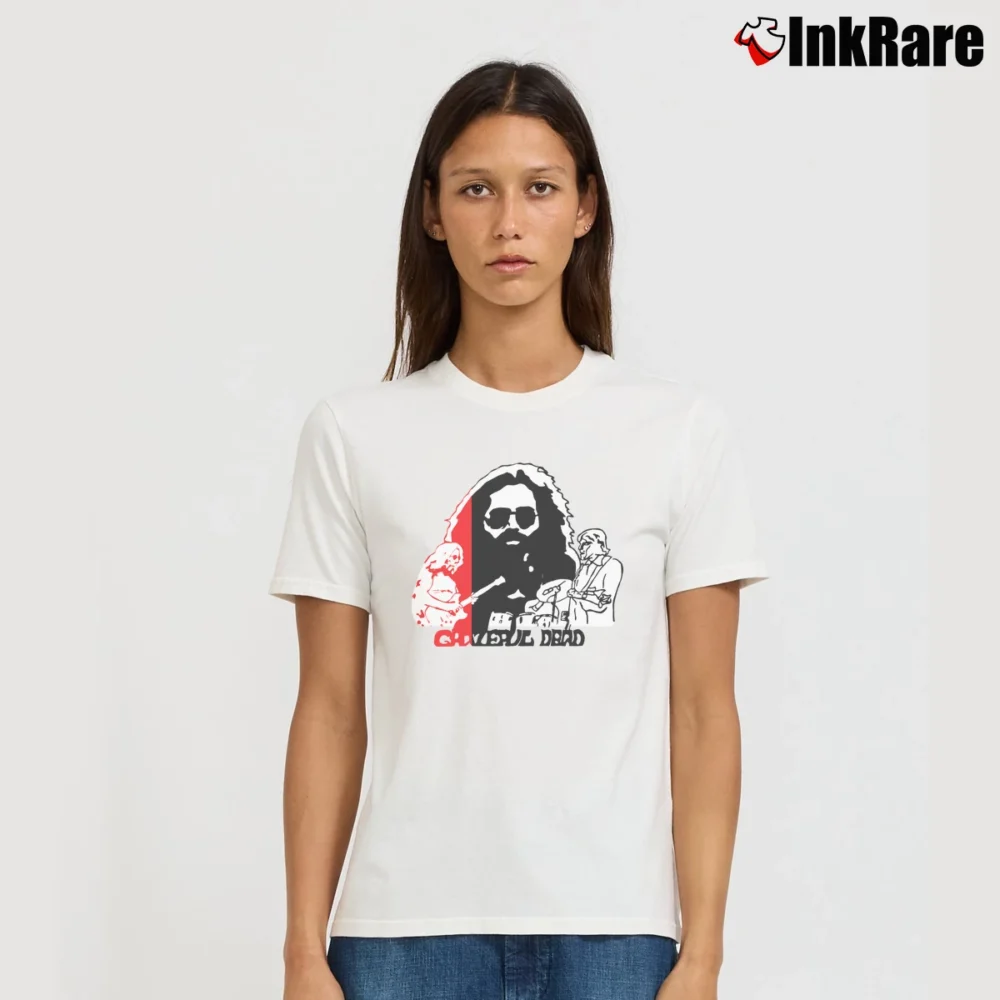 Women’s 1970s Grateful Dead Tour Jerry Garcia Super Signature T-Shirt in white | Soft, Flattering Fit