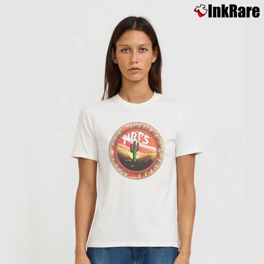 Women’s 1970s New Riders Of Purple Sage Band Tour Grateful Dead Signature T-Shirt in white | Soft, Flattering Fit