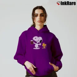 Women’s 1970s Snoopy Woodstock Peanuts Root Beer Cozy Hoodie in purple | Warm, Structured, Stylish