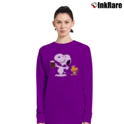 Women’s 1970s Snoopy Woodstock Peanuts Root Beer Long-Sleeve Top in purple | Sleek, Versatile, All-Season