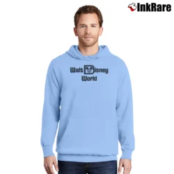 Men’s 1970s Walt Disney World Logo Classic Pullover Hoodie in light blue | Cozy, Durable, Modern Fit