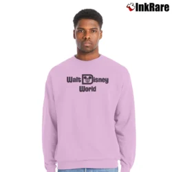 Men’s 1970s Walt Disney World Logo Classic Crewneck Sweatshirt in light pink | Cozy Fabric, Clean Style