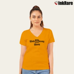 Women’s 1970s Walt Disney World Logo Classic V-Neck Tee in orange | Chic Neckline, Soft Texture
