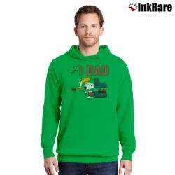 Men’s 1971 Peanuts Snoopy Number One Dad Pullover Hoodie in irish green | Cozy, Durable, Modern Fit
