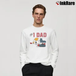 Men’s 1971 Peanuts Snoopy Number One Dad Long-Sleeve Shirt in white | Sleek, Lightweight, Year-Round Wear