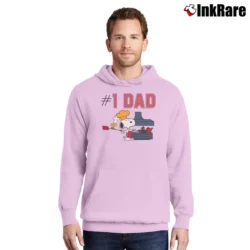 Men’s 1971 Snoopy Number One Dad Peanuts Pullover Hoodie in light pink | Cozy, Durable, Modern Fit