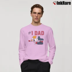 Men’s 1971 Snoopy Number One Dad Peanuts Long-Sleeve Shirt in light pink | Sleek, Lightweight, Year-Round Wear