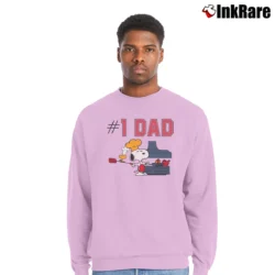 Men’s 1971 Snoopy Number One Dad Peanuts Crewneck Sweatshirt in light pink | Cozy Fabric, Clean Style