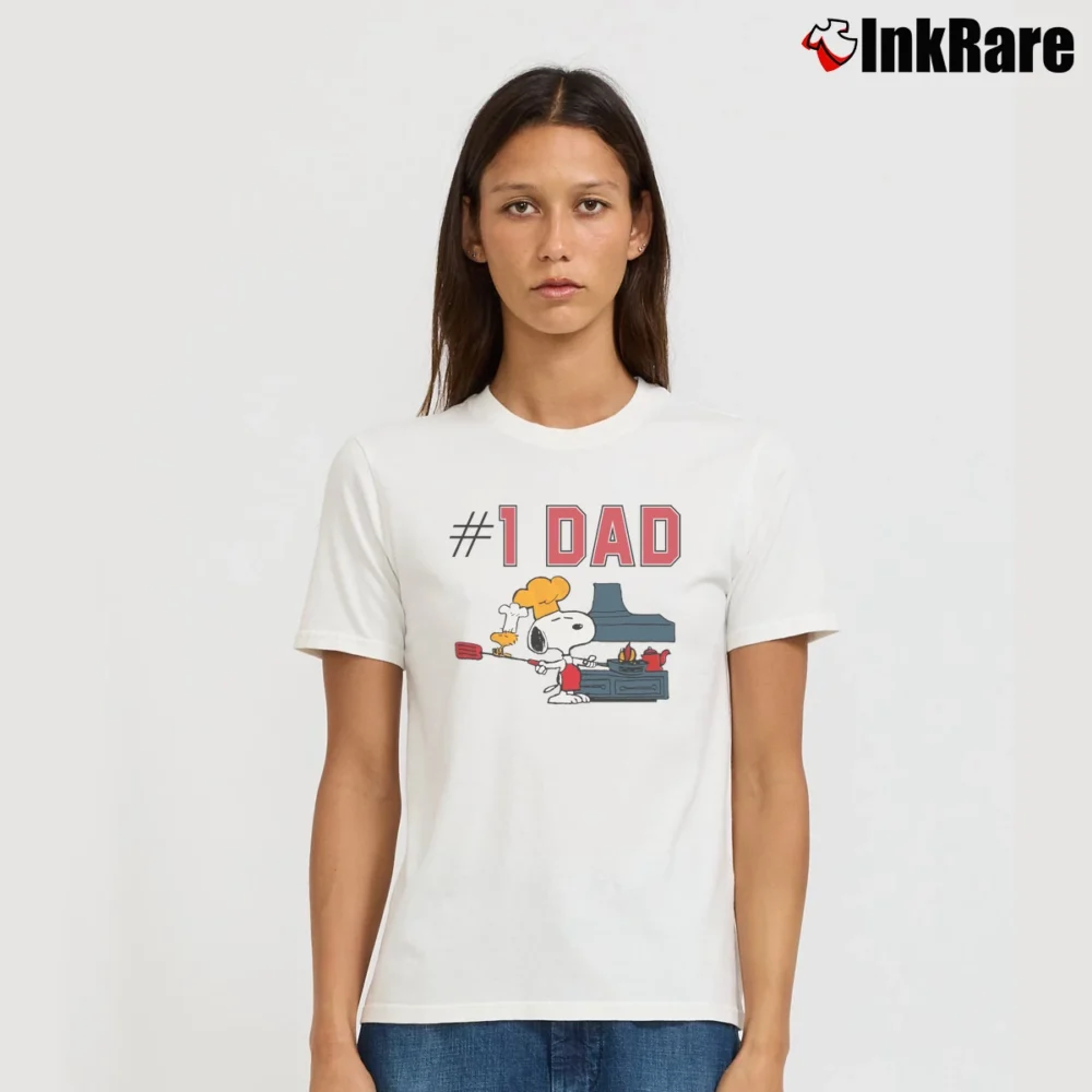Women’s 1971 Snoopy Number One Dad Peanuts Signature T-Shirt in white | Soft, Flattering Fit