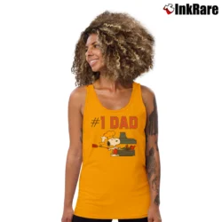 Women’s 1971 Snoopy Number One Dad Peanuts Tank Top in orange | Lightweight, Movement-Friendly
