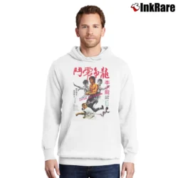 Men’s 1973 Enter The Dragon Bruce Lee Retro Movie Pullover Hoodie in white | Cozy, Durable, Modern Fit
