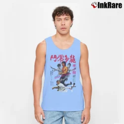 Men’s 1973 Enter The Dragon Bruce Lee Retro Movie Tank Top in light blue | Breathable, Active-Friendly Design