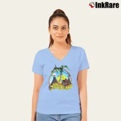 Women’s 1975 Grateful Dead Winterland Concert Vintage Rock Classic V-Neck Tee in light blue | Chic Neckline, Soft Texture