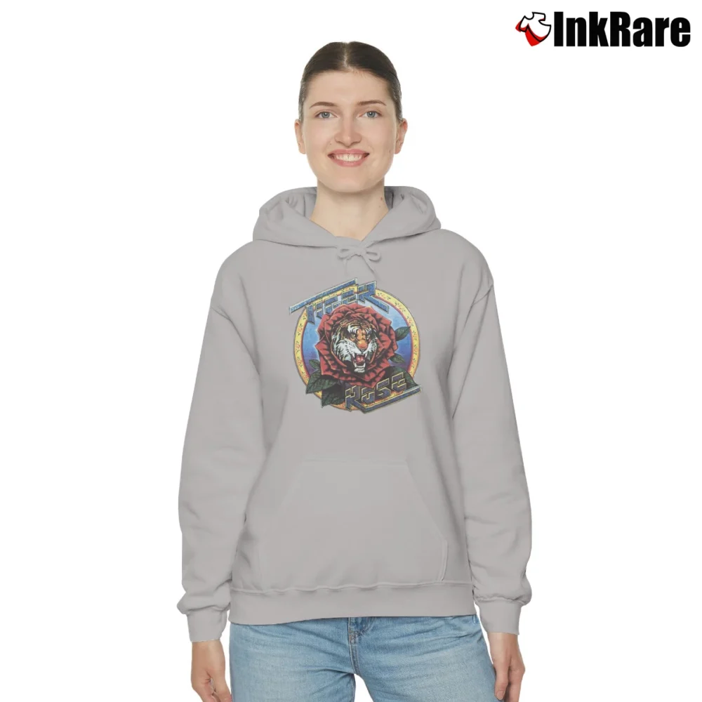 Women’s 1975 Robert Hunter Tiger Rose Album Cozy Hoodie in sport grey | Warm, Structured, Stylish
