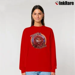 Women’s 1975 Robert Hunter Tiger Rose Album Relaxed Sweatshirt in red | Soft, Laid-Back Vibe