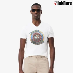 Men’s 1975 Robert Hunter Tiger Rose Album V-Neck Tee in white | Sharp, Breathable, Everyday Staple