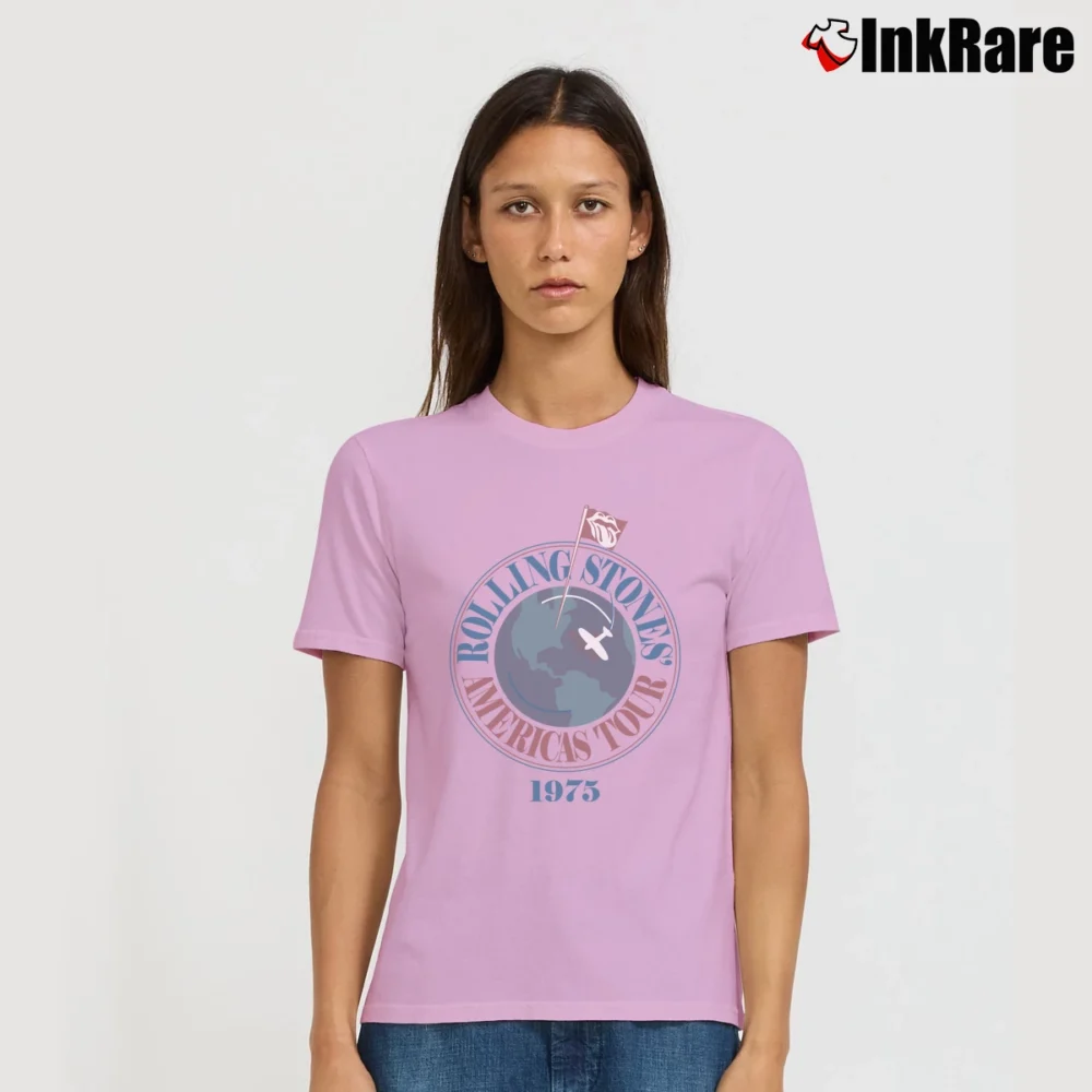 Women’s 1975 Rolling Stones Concert Tour Rock Signature T-Shirt in light pink | Soft, Flattering Fit