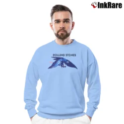 Men’s 1975 Rolling Stones North American Tour Crewneck Sweatshirt in light blue | Cozy Fabric, Clean Style