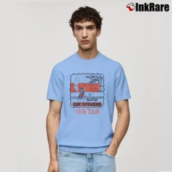 Men’s 1976 Cat Stevens Vintage Music Graphic Classic T-Shirt in light blue | Soft, Breathable Everyday Wear