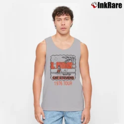 Men’s 1976 Cat Stevens Vintage Music Graphic Tank Top in sport grey | Breathable, Active-Friendly Design