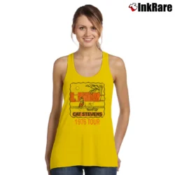 Women’s 1976 Cat Stevens Vintage Music Graphic Tank Top in yellow | Lightweight, Movement-Friendly