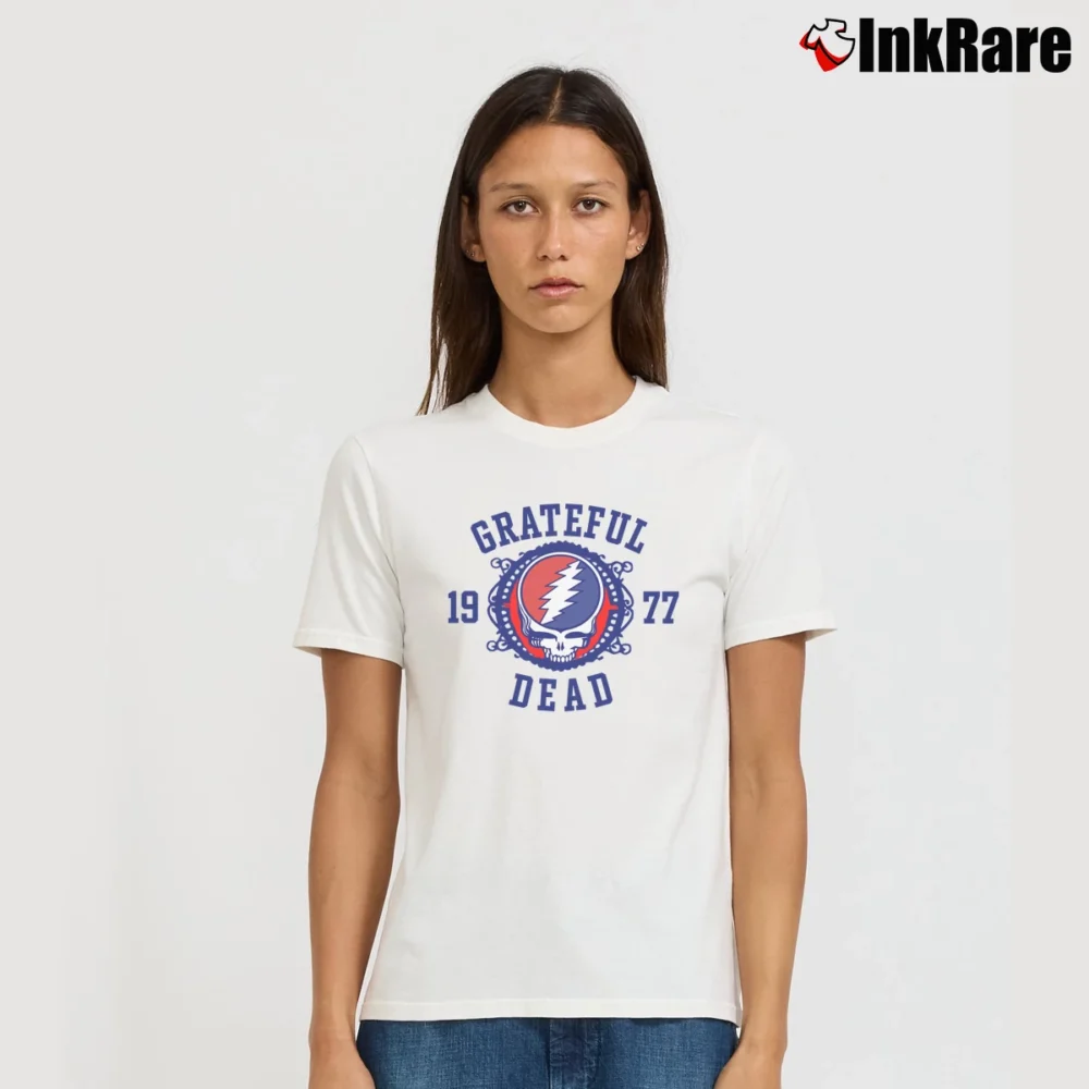 Women’s 1977 Grateful Dead Steal Your Face Signature T-Shirt in white | Soft, Flattering Fit