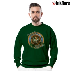 Men’s 1977 Tiger Rose Robert Hunter Rock Band Crewneck Sweatshirt in forest green | Cozy Fabric, Clean Style
