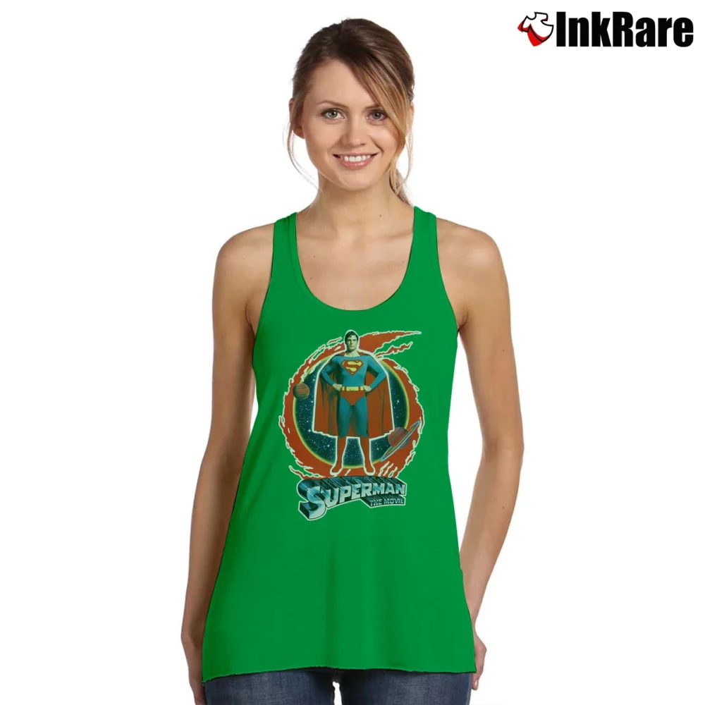 Women’s 1978 Christopher Reeve Superman Movie Promo Tank Top in irish green | Lightweight, Movement-Friendly