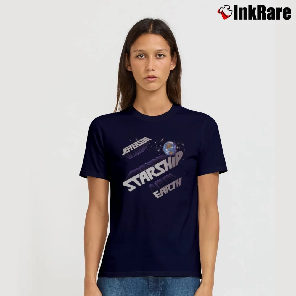 Women’s 1978 Jefferson Starship Earth Signature T-Shirt in navy | Soft, Flattering Fit