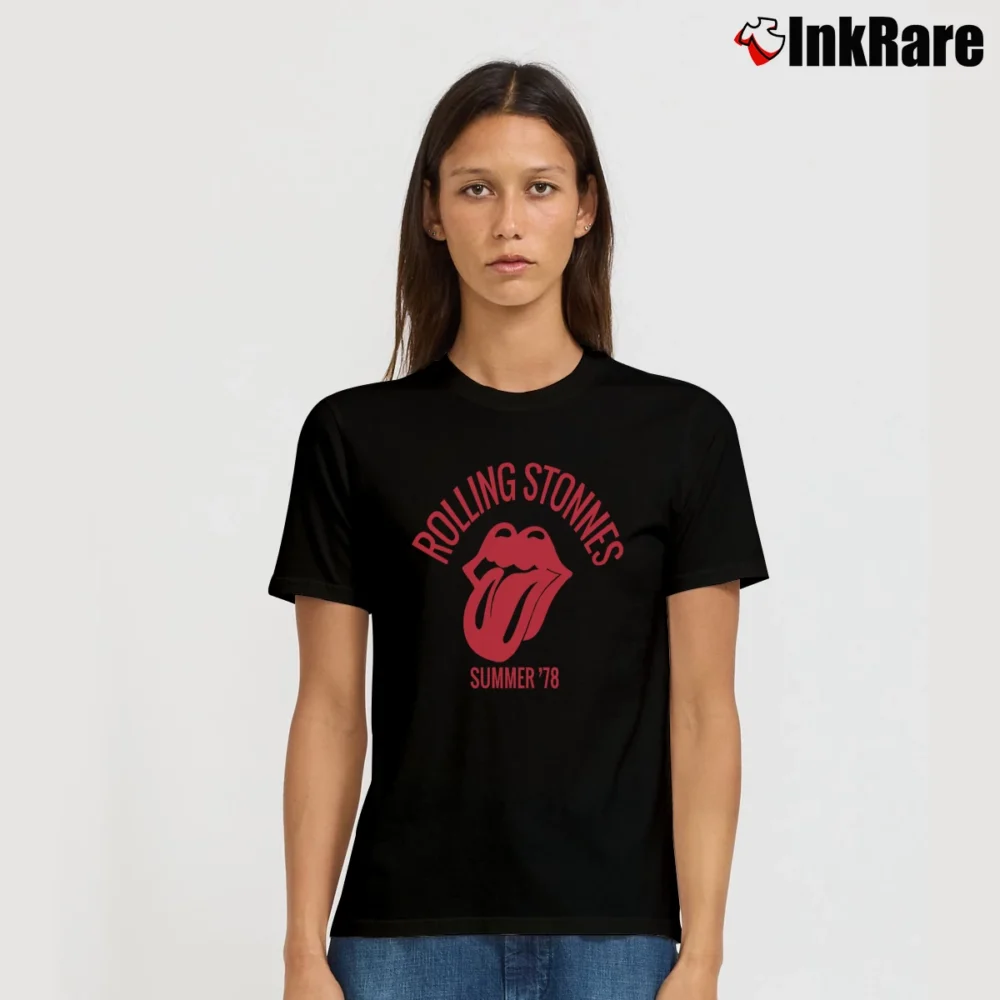 Women’s 1978 Rolling Stones The Loop Chicago Fm 98 Summer Concert Signature T-Shirt in black | Soft, Flattering Fit