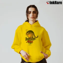 Women’s 1979 B Kliban Crazy Cat Maui Cannabis Art Cozy Hoodie in yellow | Warm, Structured, Stylish