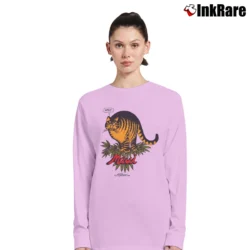 Women’s 1979 B Kliban Crazy Cat Maui Cannabis Art Long-Sleeve Top in light pink | Sleek, Versatile, All-Season