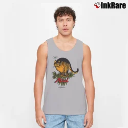 Men’s 1979 B Kliban Crazy Cat Maui Cannabis Art Tank Top in sport grey | Breathable, Active-Friendly Design