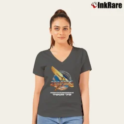 Women’s 1979 Bee Gees Concert Tour V-Neck Tee in charcoal | Chic Neckline, Soft Texture