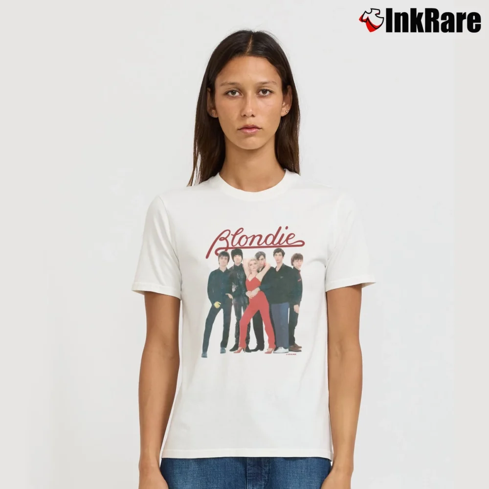 Women’s 1979 Blondie Tour Promo 70s Signature T-Shirt in white | Soft, Flattering Fit